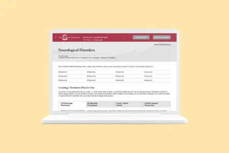 Rendering of the Orlando Health page design on a mobile device.